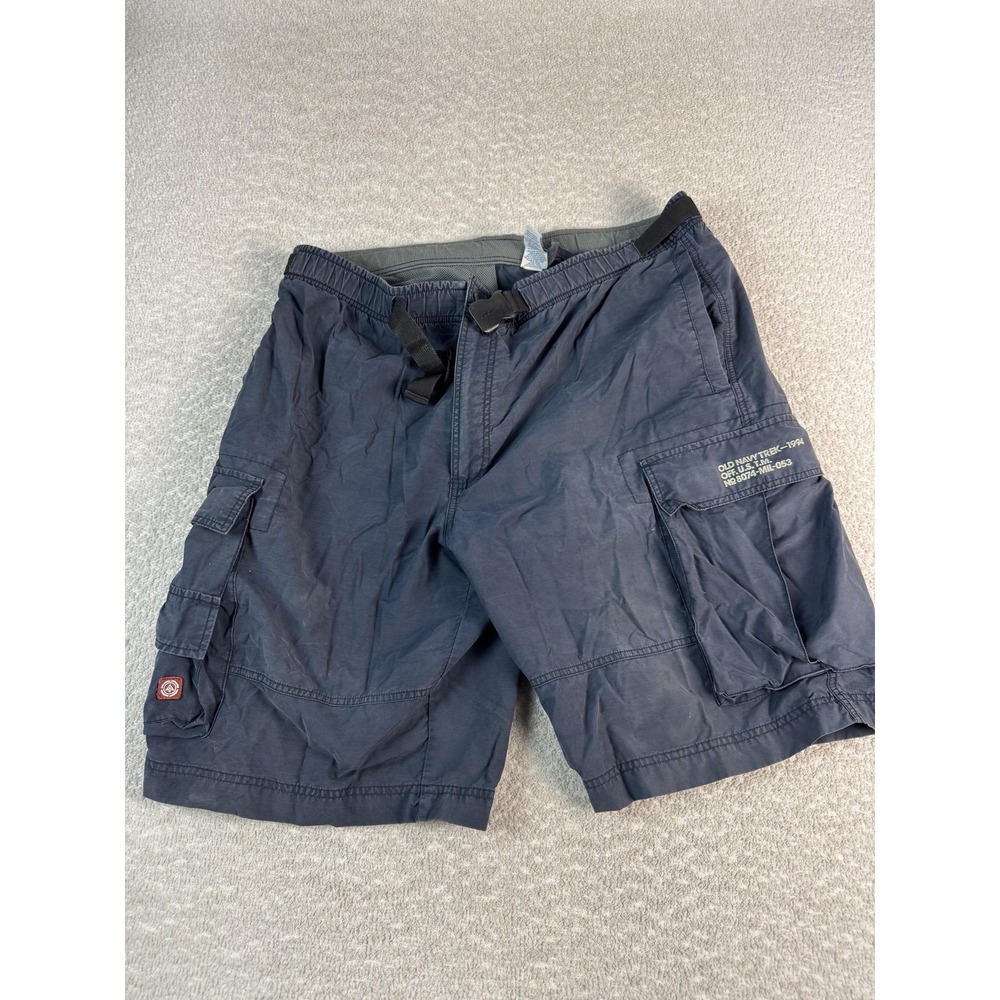 Old Navy Shorts Mens Large Navy Army Cargo Hiking Belted Elastic Waist Pockets